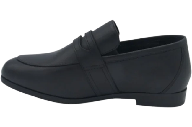 Benelaccio Boys' Leather Moc Toe Buckle Slip-On Shoes - Black - view 2
